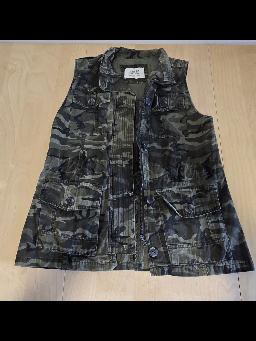 Ashley By 26 International Olive Green Camouflage Utility Vest